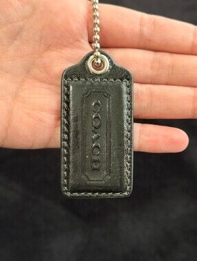 2.5" Y2K Coach Leather Key Fob Keychain Hang Tag Hangtag